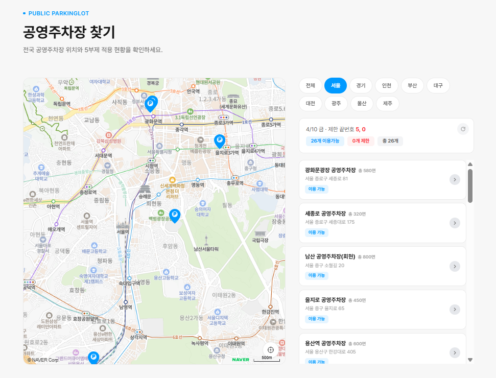 모두의주차장 공영주차장 5부제